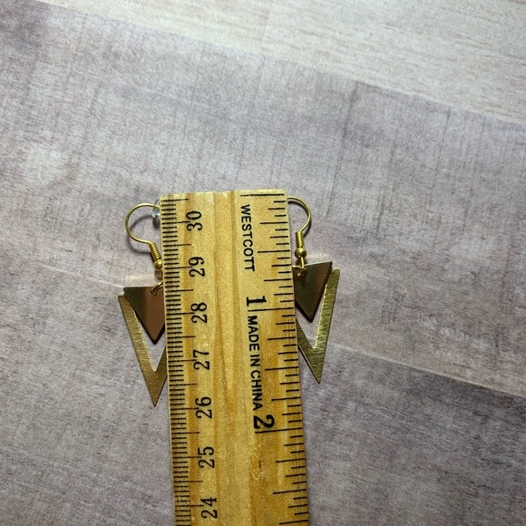 Gold Triangle Earrings - Picture 4 of 4